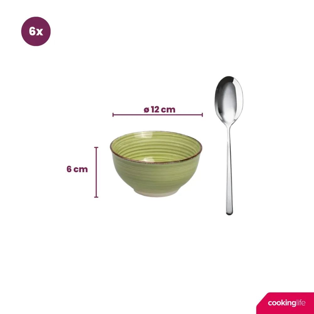 Cookinglife Kleine kommen Delice Groen ø 12 cm - 6 stuks