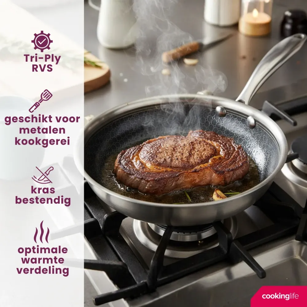 Cookinglife Koekenpan HexaCook - Hybride Pan ø 20 cm - NON STICK - geschikt voor alle warmtebronnen - keramische anti-aanb...