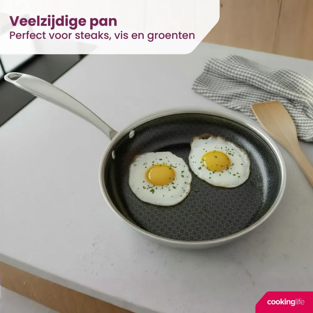 Cookinglife Koekenpan HexaCook - Hybride Pan ø 20 cm - NON STICK - geschikt voor alle warmtebronnen - keramische anti-aanb...