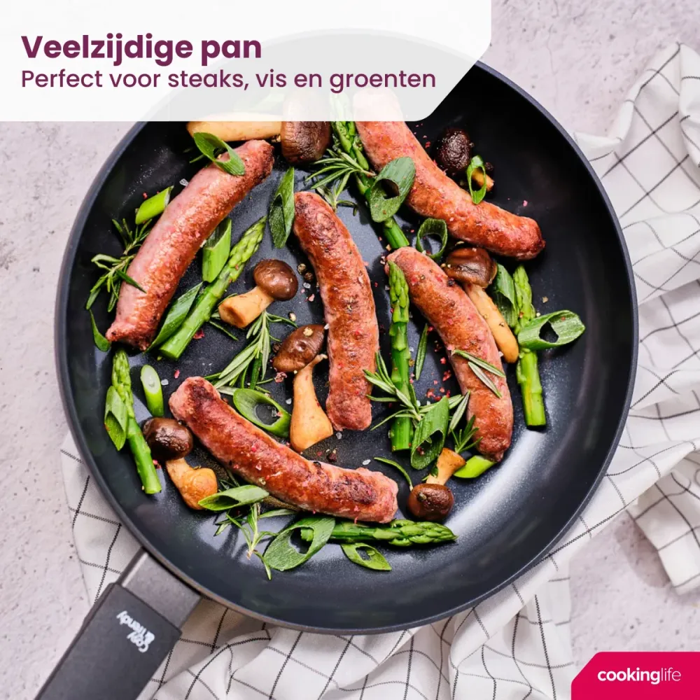 Cookinglife Koekenpannenset Black Cera 2-Delig ø 24 & 28 cm - keramische anti-aanbaklaag