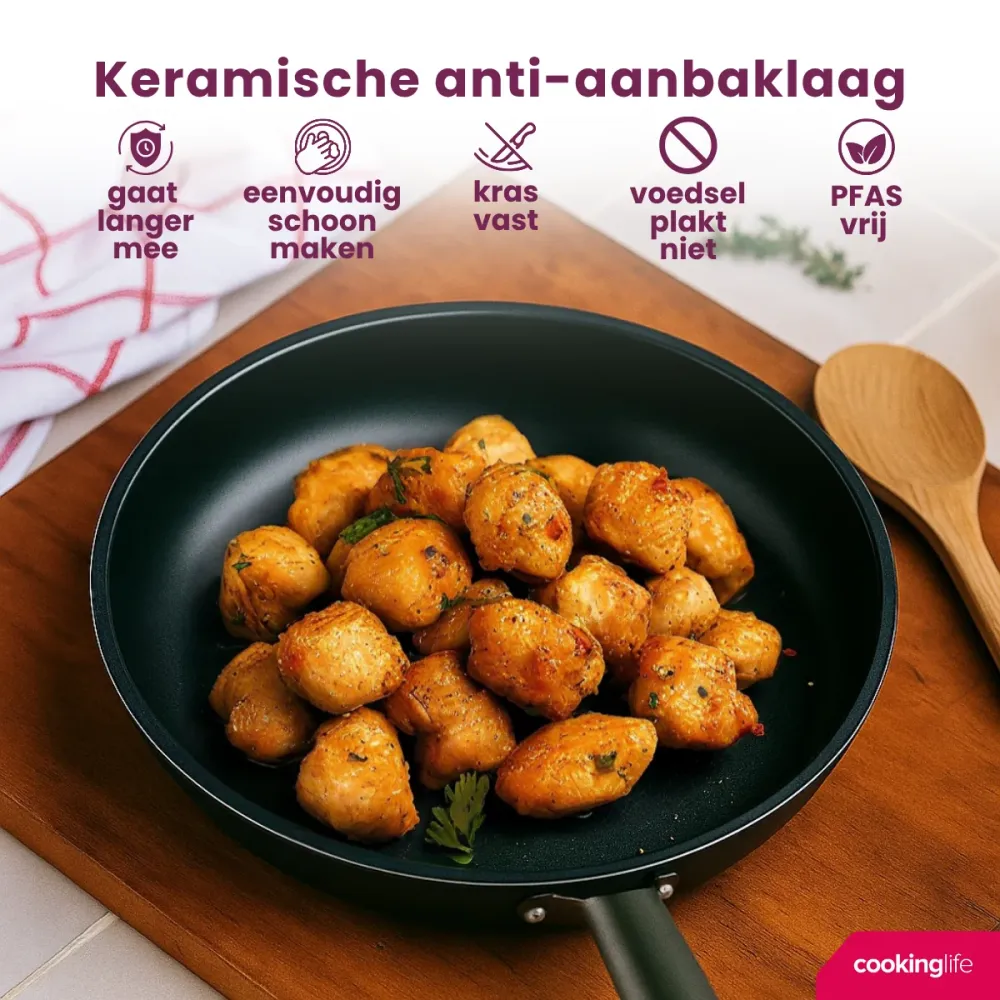 Cookinglife Koekenpannenset ProForge 2-Delig ø 24 & 28 cm - geschikt voor alle warmtebronnen - keramische anti-aanbaklaag