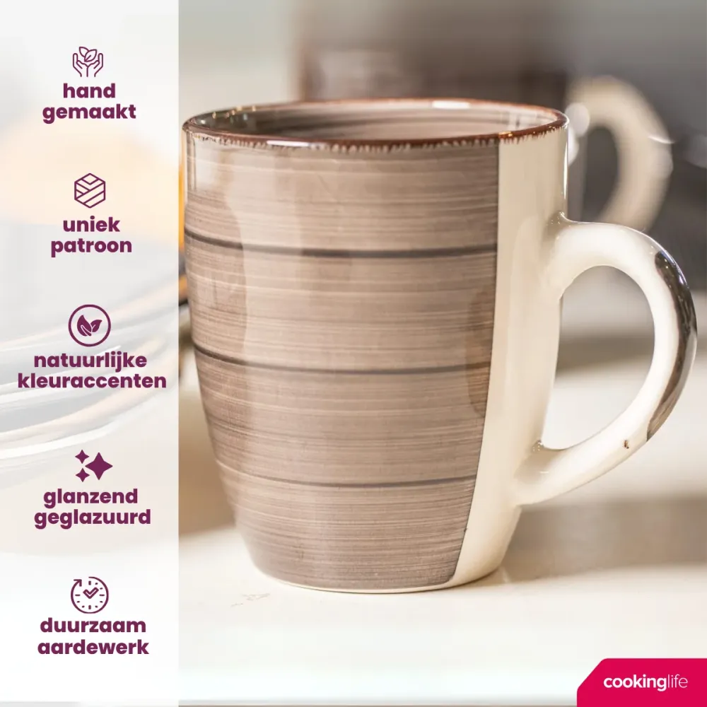 Cookinglife Koffiekopjes / Senseokopjes Delice Grijs 180 ml - 6 stuks
