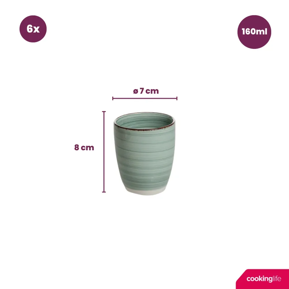 Cookinglife Koffiekopjes / Senseokopjes Delice Groen 180 ml - 6 stuks