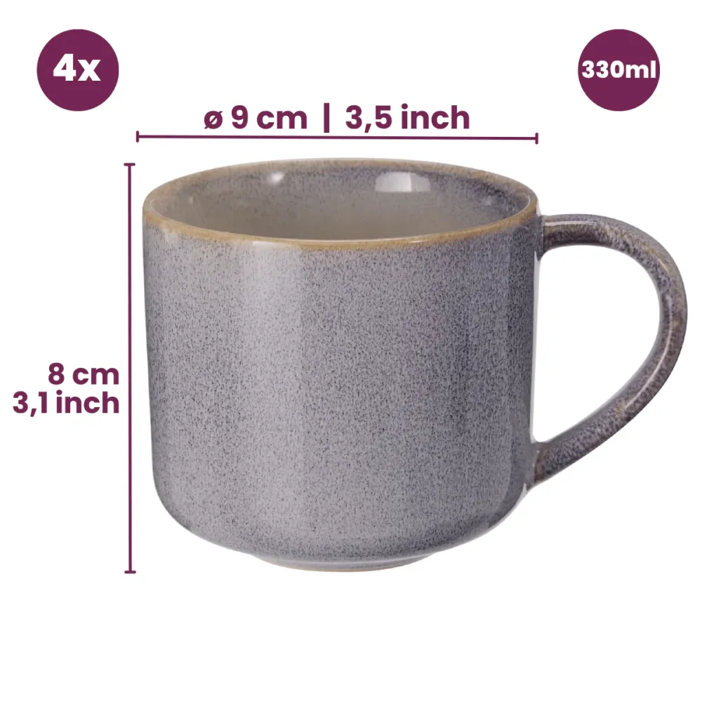 Cookinglife Koffiemokken Serene Blue 330 ml - Aardewerk - 4 stuks
