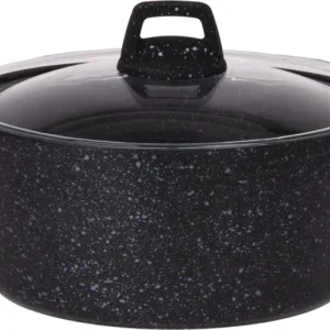Cookinglife Kookpan met deksel - Black Speckle - Aluminium Ø 24 cm / 4.4 Liter - Geschikt voor alle warmtebronnen - standa...
