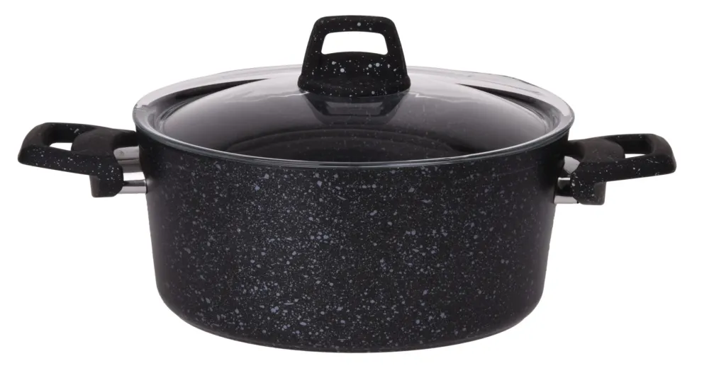 Cookinglife Kookpan met deksel - Black Speckle - Aluminium Ø 22 cm / 3.5 Liter - Geschikt voor alle warmtebronnen - standa...