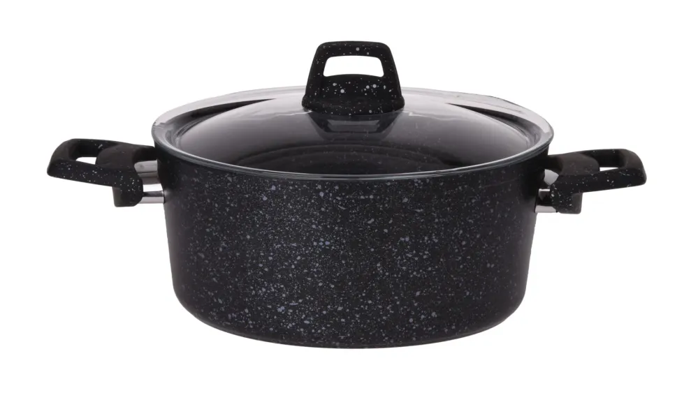 Cookinglife Kookpan met deksel - Black Speckle - Aluminium ø 20 cm / 2.7 liter - Geschikt voor alle warmtebronnen - standa...