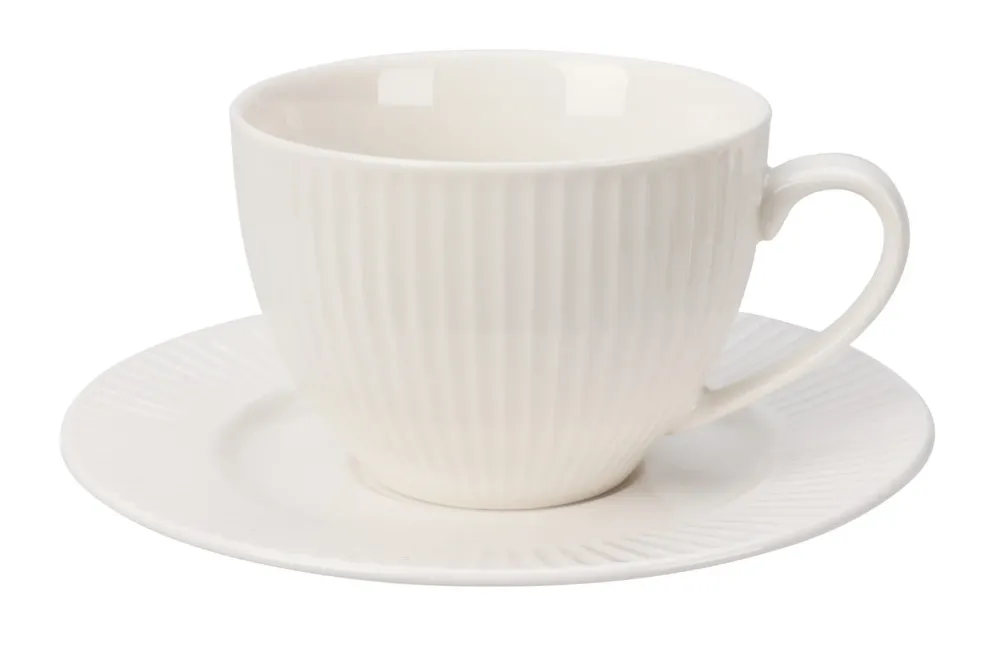 Cookinglife Kop en Schotel Siaki New Bone - Porselein - 240 ml - 6 stuks