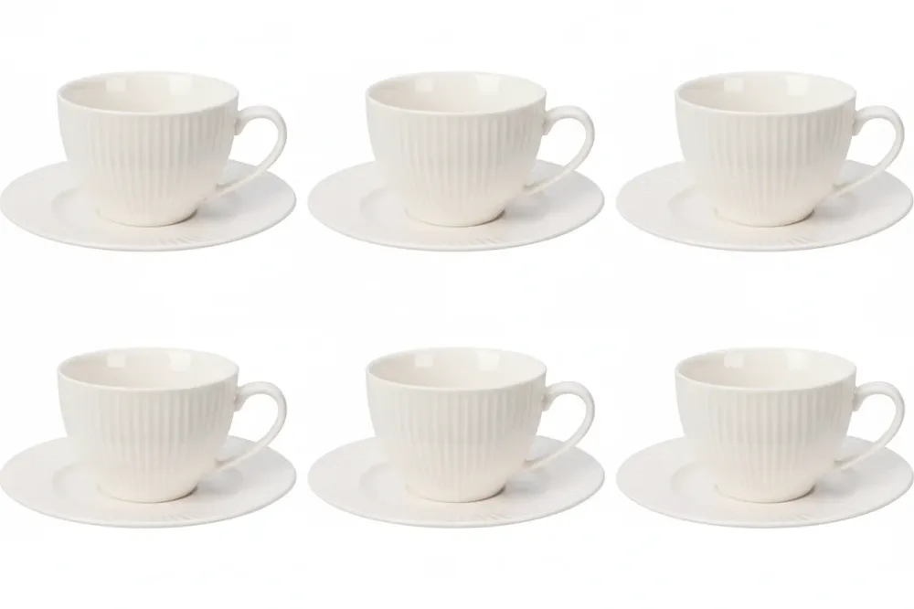Cookinglife Kop en Schotel Siaki New Bone - Porselein - 240 ml - 6 stuks