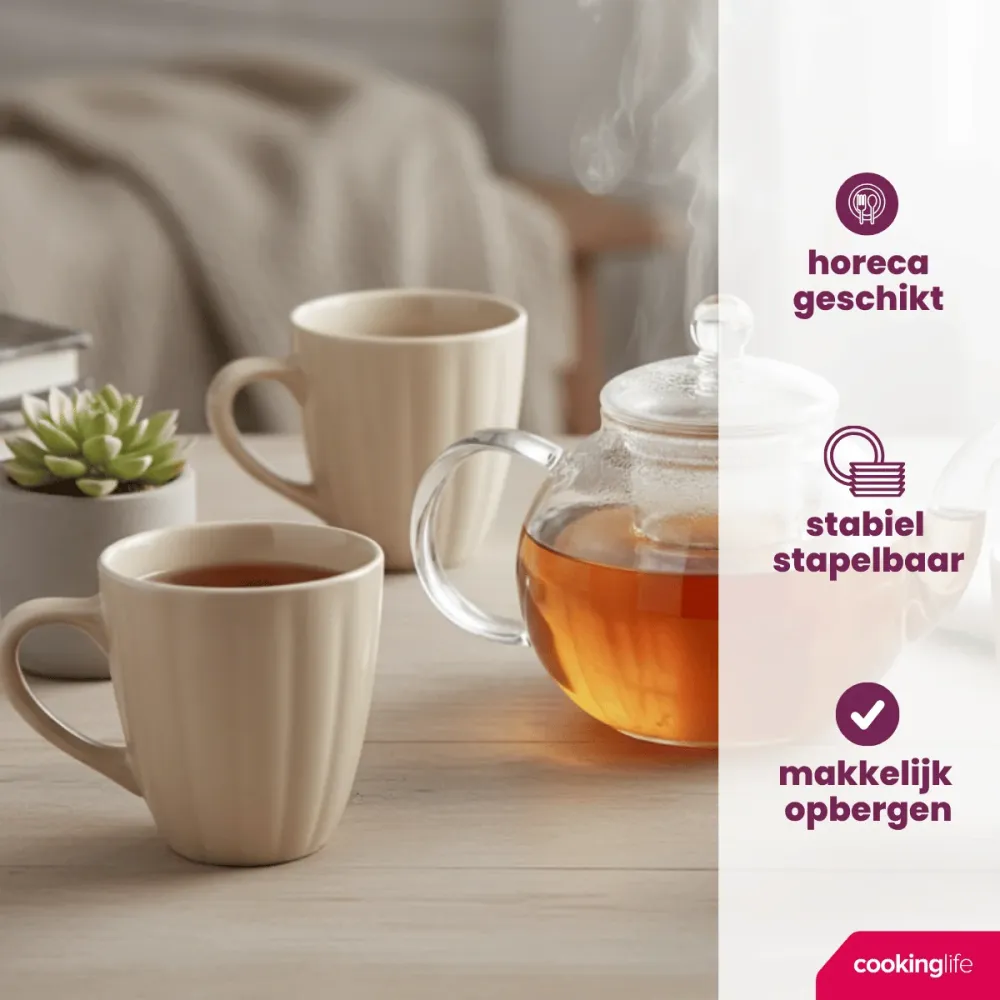 Cookinglife Mokken Cardida Beige 350 ml - 6 stuks