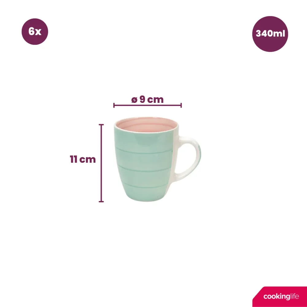 Cookinglife Mokken Pastel Harmony 340 ml - 6 Stuks