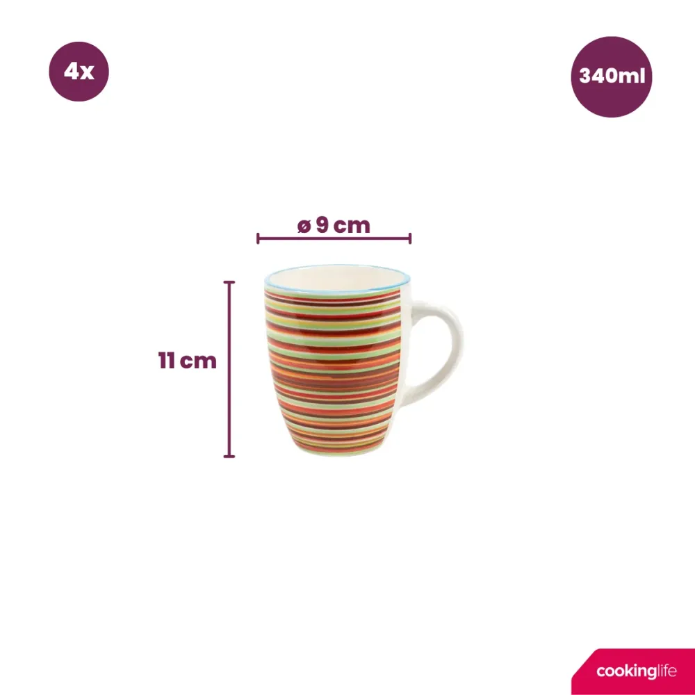 Cookinglife Mokken Rhythm & Lines 340 ml - 4 Stuks