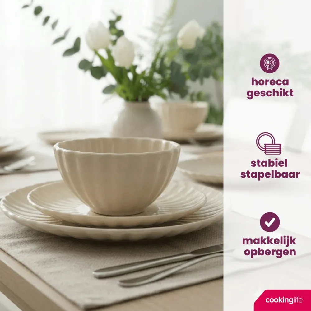 Cookinglife Ontbijtborden / Dessertborden Cardida Beige ø 19.5 cm - 6 stuks