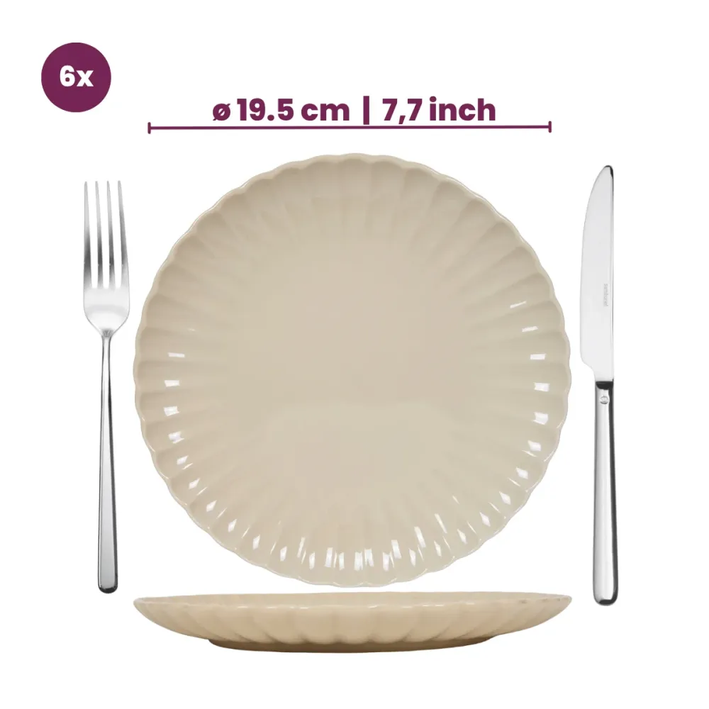 Cookinglife Ontbijtborden / Dessertborden Cardida Beige ø 19.5 cm - 6 stuks