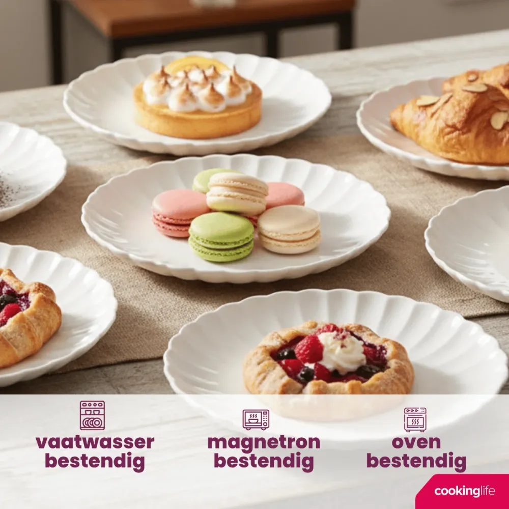 Cookinglife Ontbijtborden / Dessertborden Cardida Off White ø 19.5 cm - 6 stuks