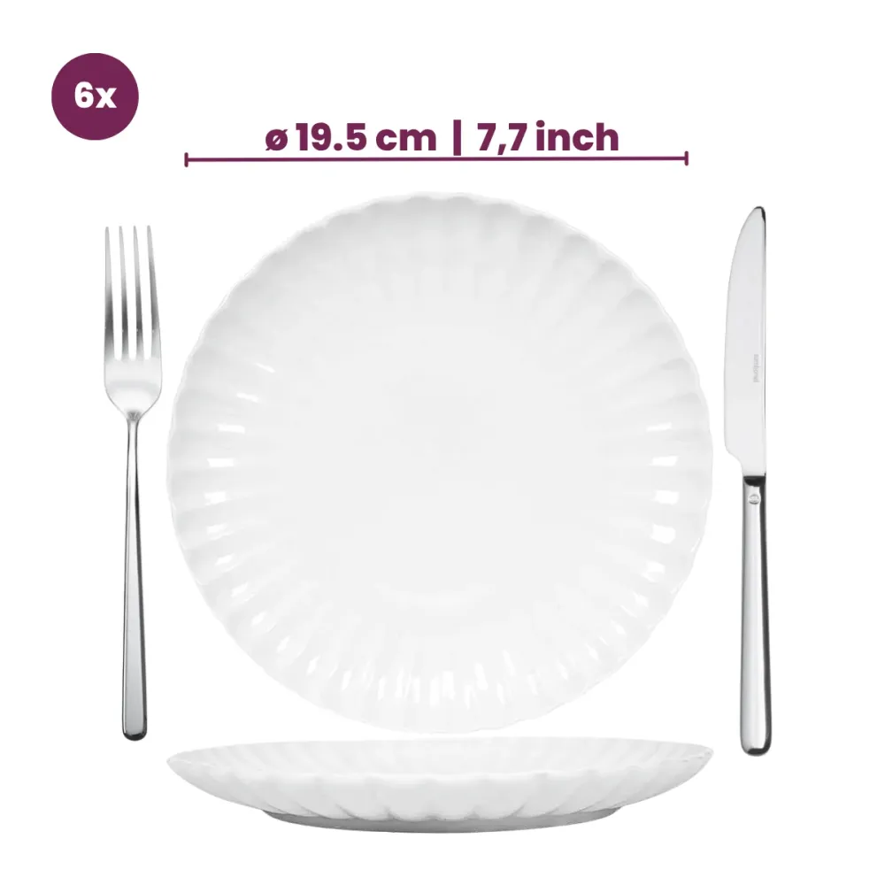 Cookinglife Ontbijtborden / Dessertborden Cardida Off White ø 19.5 cm - 6 stuks