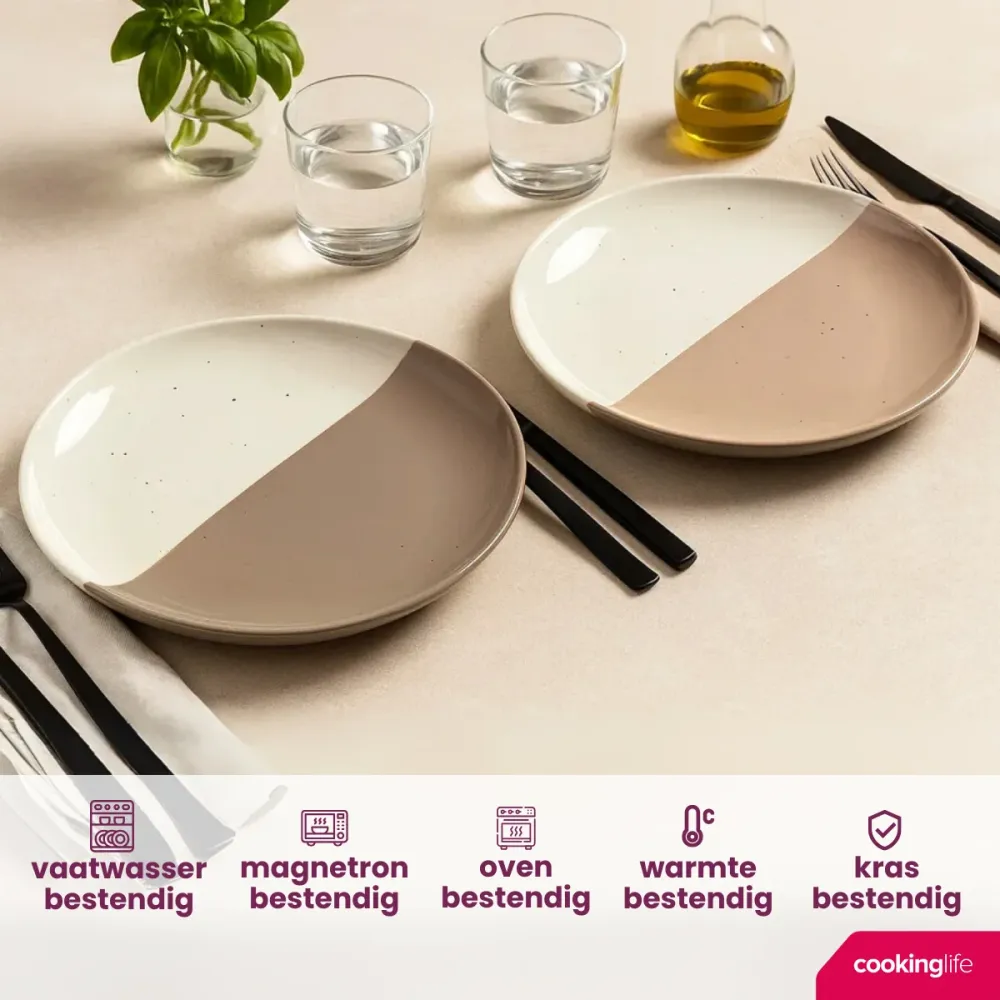 Cookinglife Ontbijtborden / Dessertborden Leem ø 18.5 cm - 6 Stuks