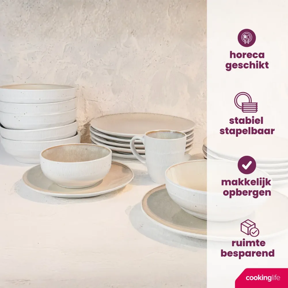 Cookinglife Ontbijtborden / Dessertborden Nola Sand ø 21 cm - 6 Stuks