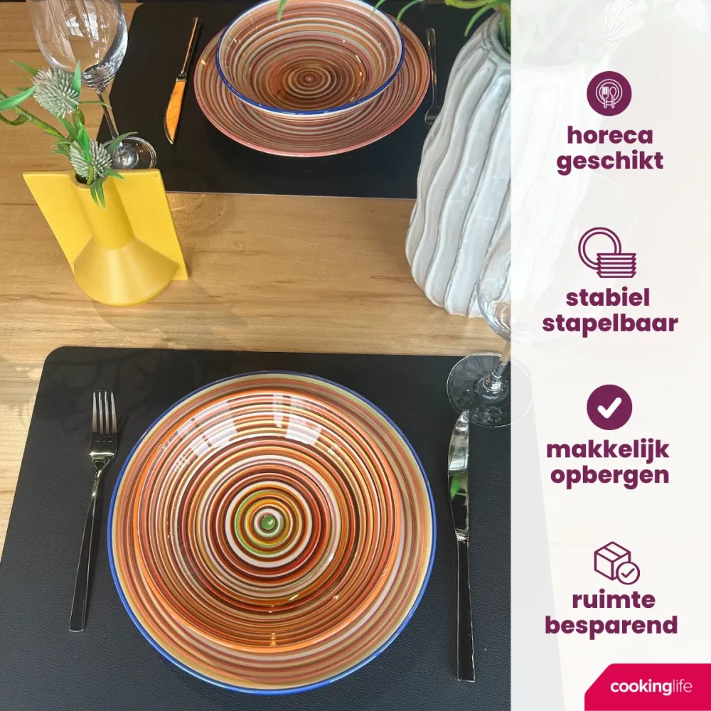 Cookinglife Ontbijtborden / Dessertborden Rhythm & Lines ø 19 cm - 4 Stuks