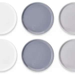Cookinglife Ontbijtborden / Dessertborden Siaki - Wit / Blauw / Grijs ø 19 cm - Porselein - 6 stuks