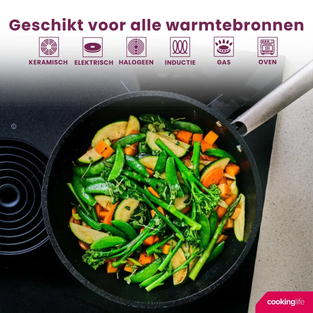 Cookinglife Pannenkoekenpan ProForge - ø 28 cm - keramische anti-aanbaklaag - geschikt voor alle warmtebronnen