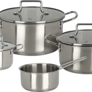 Cookinglife Pannenset Essential Steel 4-Delig - RVS - Kookpannen ø 16, 18, 20 cm & Steelpan ø 16 cm - geschikt voor alle w...