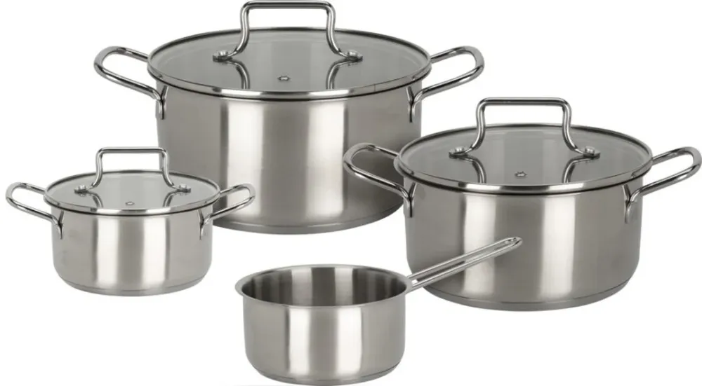 Cookinglife Pannenset Essential Steel 4-Delig - RVS - Kookpannen ø 16, 18, 20 cm & Steelpan ø 16 cm - geschikt voor alle w...