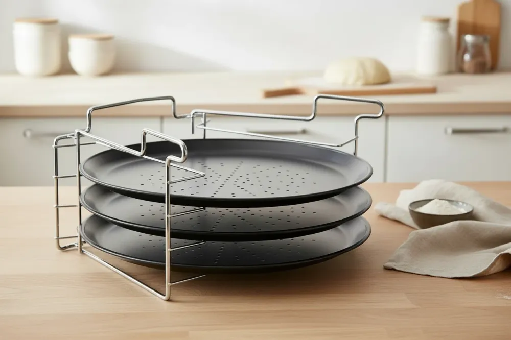 Cookinglife Pizza Bakplaat Ø 32 cm Metaal - Non Stick Set 4-delig