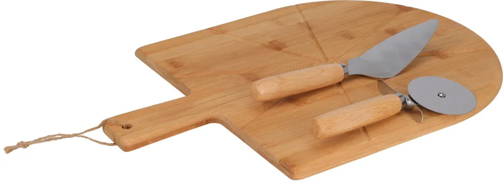 Cookinglife Pizza set Bamboe - Pizzaplank 43 x 30 cm, Pizzasnijder & Pizzames