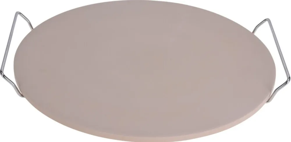 Cookinglife Pizzasteen met houder Fire & Flavour ø 33 cm - Hittebestendig Steen - BBQ en Oven Gebruik