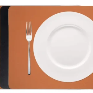 Cookinglife Placemats - Dubbelzijdig - Vegan leer - Cognac / Zwart 46 x 33 cm - 6 Stuks