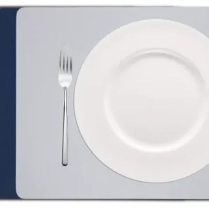 Cookinglife Placemats - Dubbelzijdig - Vegan leer - Grijs / Blauw 46 x 33 cm - 6 Stuks