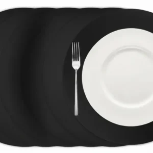 Cookinglife Placemats - Vegan leer - Zwart - ø 38 cm - 6 stuks