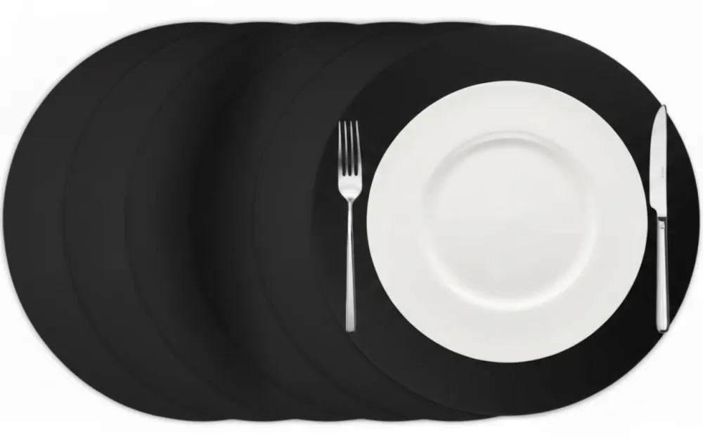 Cookinglife Placemats - Vegan leer - Zwart - ø 38 cm - 6 stuks