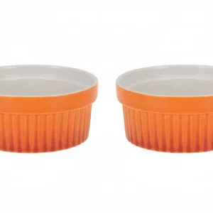 Cookinglife Ramekins / Soufflébakje / Creme Brulee Schaaltjes - Oranje - Porselein - ø 11cm - 2 Stuks
