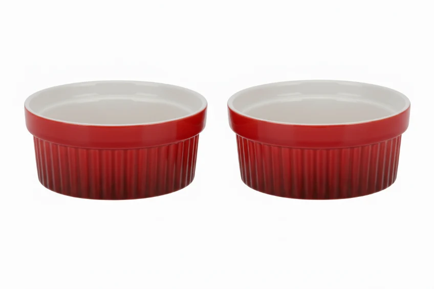Cookinglife Ramekins / Soufflébakje / Creme Brulee Schaaltjes - Rood - Porselein - ø 11 cm - 2 Stuks