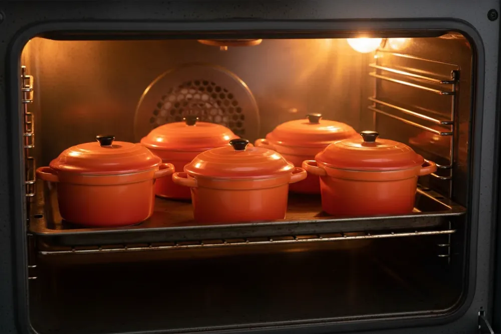 Cookinglife Serveerpannetje met deksel Oranje - Porselein - ø 10 cm / 300 ml