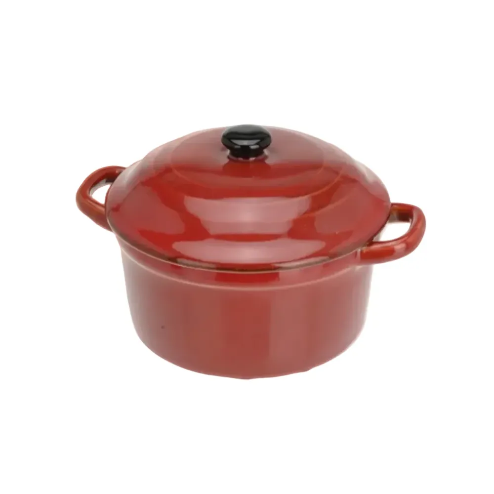 Cookinglife Serveerpannetje met deksel Rood - Porselein - ø 10 cm / 300 ml