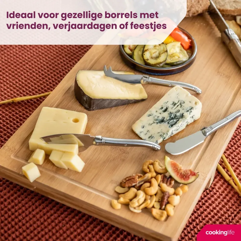 Cookinglife Serveerplank / Tapasplank op pootjes - XXL - Bamboe - 100 x 26 cm