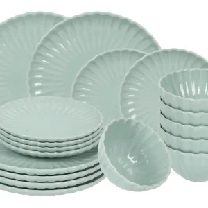 Cookinglife Serviesset Cardida Groen 18-delig / 6 personen - 6 dinerborden, 6 ontbijtborden en 6 kommen