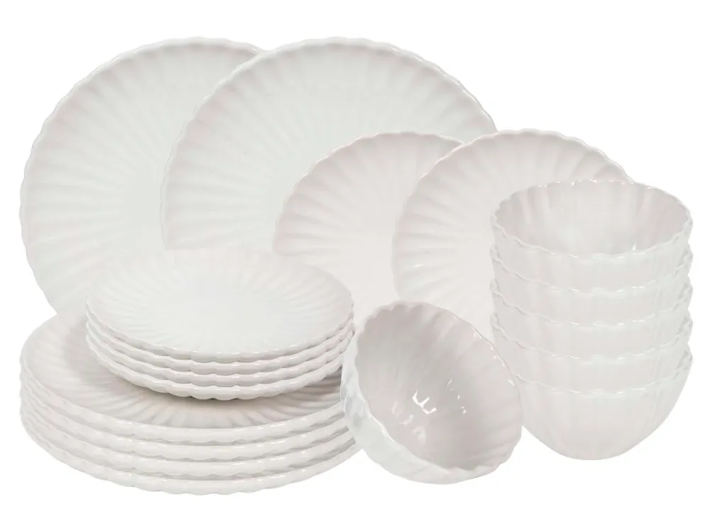 Cookinglife Serviesset Cardida Off White 18-delig / 6 personen - 6 dinerborden, 6 ontbijtborden en 6 kommen