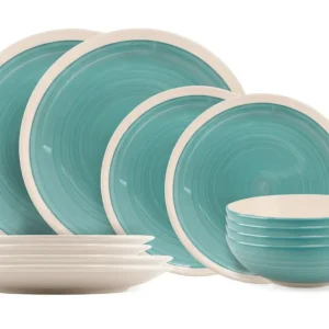 Cookinglife Serviesset Ocean Turquoise 12-delig / 4 Personen - 4 dinerborden, 4 ontbijtborden en 4 kommen