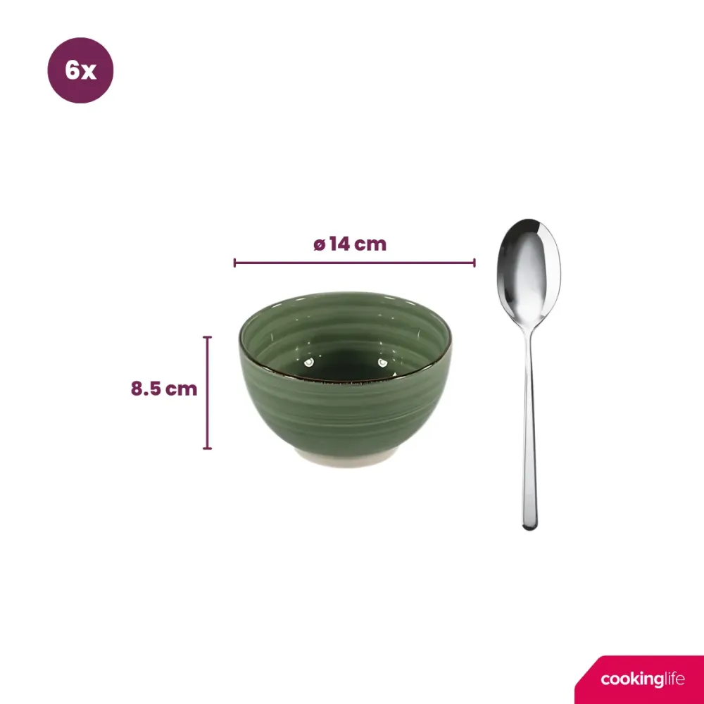 Cookinglife Soepkommen / Kommen Delice Groen ø 14 cm - 6 stuks