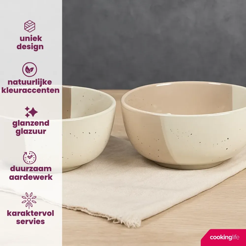 Cookinglife Soepkommen / Kommen Leem ø 15 cm - 6 Stuks