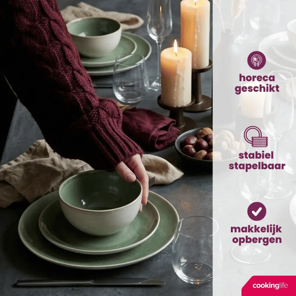 Cookinglife Soepkommen / Kommen Serene Green ø 14 cm - Aardewerk - 4 stuks