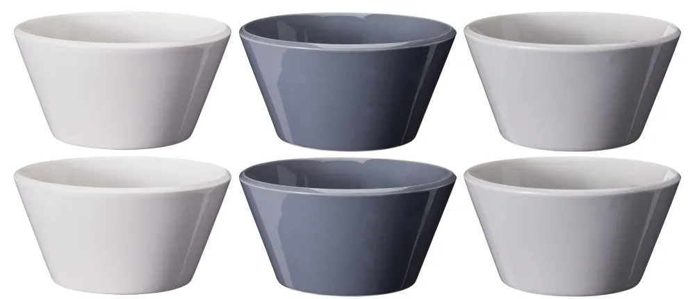 Cookinglife Soepkommen / Kommen - Siaki Wit / Blauw / Grijs ø 14 cm - Porselein - 6 stuks