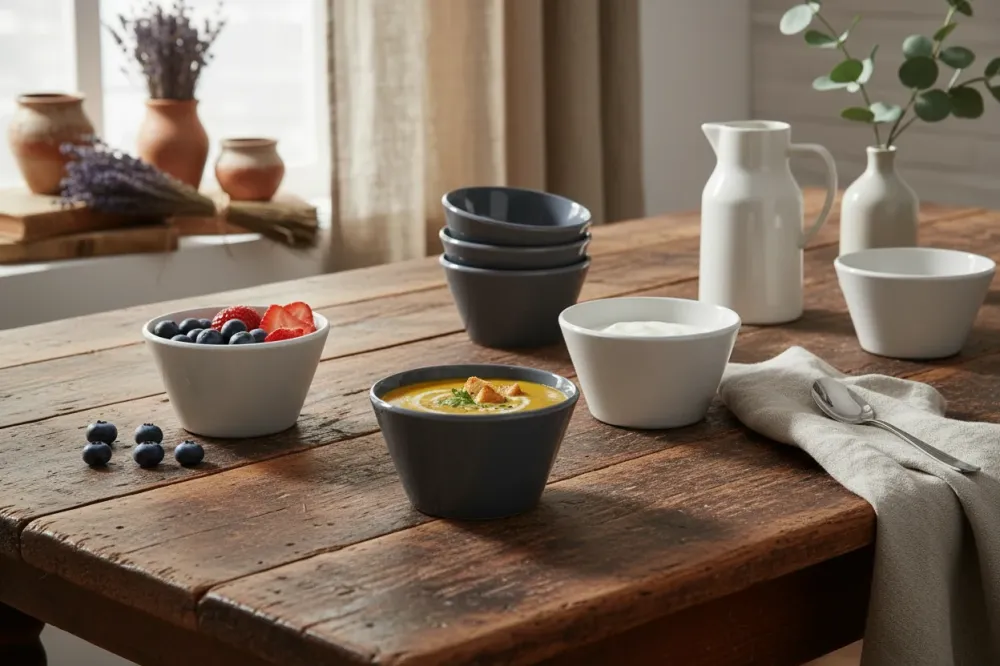 Cookinglife Soepkommen / Kommen - Siaki Wit / Blauw / Grijs ø 14 cm - Porselein - 6 stuks