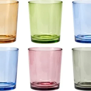 Cookinglife Waterglazen Set 6 Stuks Glas 360 ml - Kleurige Drinkglazen Vaatwasserbestendig