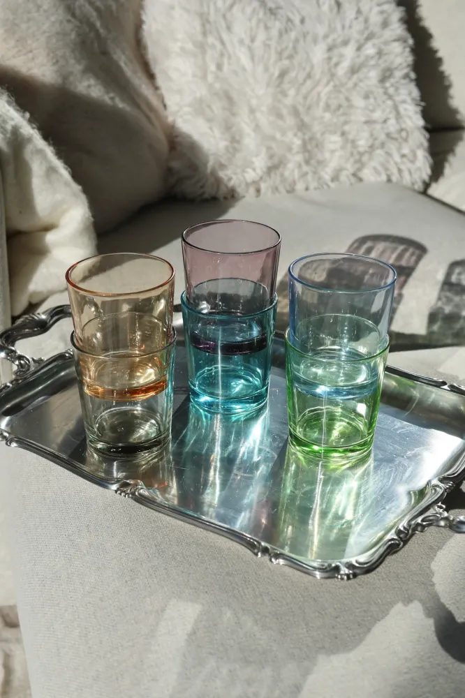 Cookinglife Waterglazen Set 6 Stuks Glas 360 ml - Kleurige Drinkglazen Vaatwasserbestendig