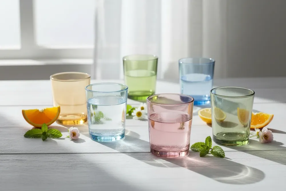 Cookinglife Waterglazen Set 6 Stuks Glas 360 ml - Kleurige Drinkglazen Vaatwasserbestendig